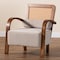 Baxton Studio Sage Modern Japandi Light Grey Fabric and Walnut Brown Finished Wood Arm Chair with Woven Rattan 242-13560-ZORO - alternate 4